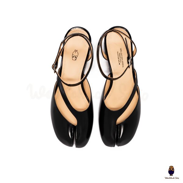 WoodchuckSato Mina Black Ankle-Strap Tabi Heels
