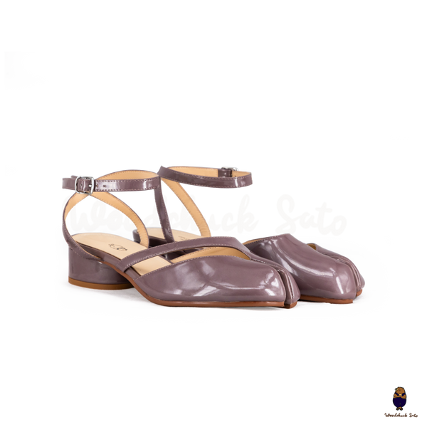 WoodchuckSato Mina Mauve Taupe Ankle-Strap Tabi Heels