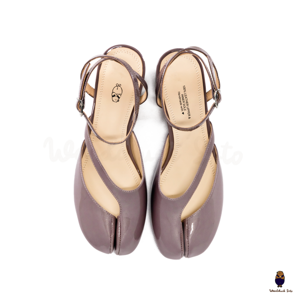 WoodchuckSato Mina Mauve Taupe Ankle-Strap Tabi Heels