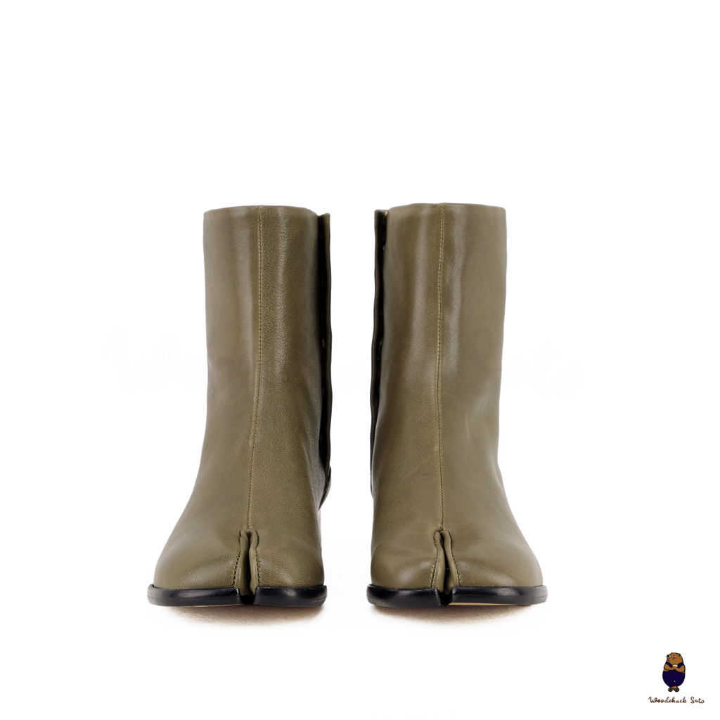 WoodchuckSato Japanese Olive Green Cow Leather Tabi Ankle Boots 3 WoodchuckSato Japanese Olive Green Cow Leather Tabi Ankle Boots 3