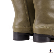 WoodchuckSato Japanese Olive Green Cow Leather Tabi Ankle Boots 3