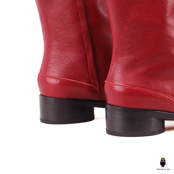 WoodChuckSato Women's Men's Dark Red Tabi Split-Toe Cow Leather Boots with 3cm Heel Height Sizes EU 35-48