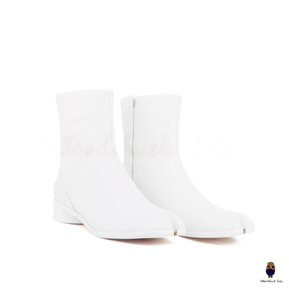 WoodchuckSato Japanese White Cow Leather Tabi Ankle Boots 3 cm