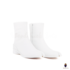 WoodchuckSato Japanese White Cow Leather Tabi Ankle Boots 3 cm