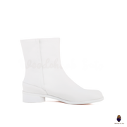 WoodChuckSato レディース メンズ ホワイト 足袋 スプリットトゥ 牛革 ブーツ ヒール高さ 3cm サイズ EU 35-48