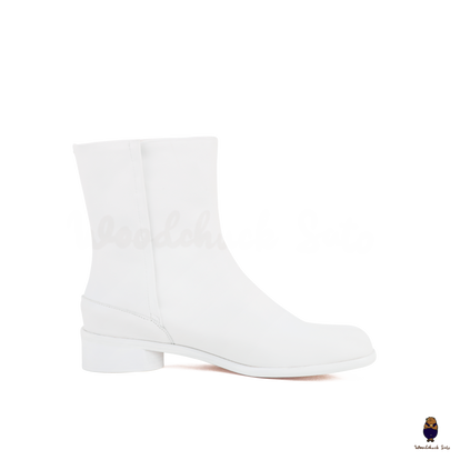 WoodchuckSato Japanese White Cow Leather Tabi Ankle Boots 3 cm