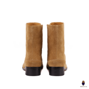 WoodChuckSato Women's Men's Light Brown Tabi Split-Toe Anti-Suede Leather Boots with 3cm Heel Height Sizes EU 35-48