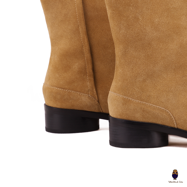 WoodChuckSato Botas de cuero antigamuza Tabi marrón claro para hombre y mujer con tacón de 3 cm de altura Tallas EU 35-48