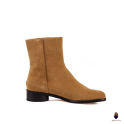 WoodChuckSato Women's Men's Light Brown Tabi Split-Toe Anti-Suede Leather Boots with 3cm Heel Height Sizes EU 35-48