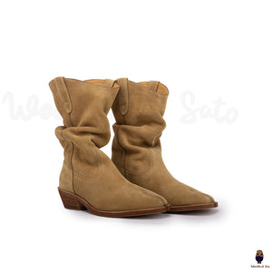 WoodChuckSato Women's Men's Tabi Split-Toe Beige Western Bovine Anti-S