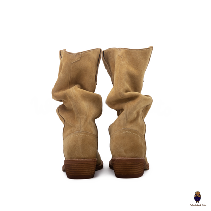 【WOOHWA】SOFT PLEATS BOOTS CUT PT WoodChuckSato Women's Men's Bright Red Tabi Split-Toe Cow