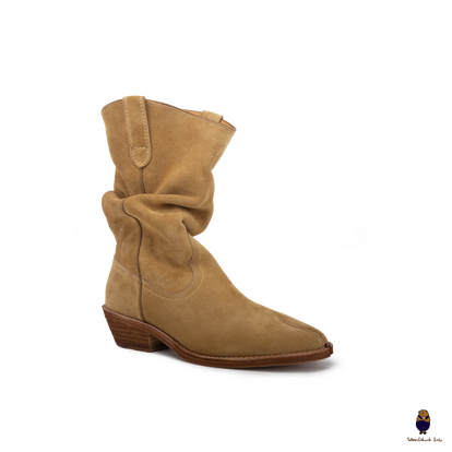 【WOOHWA】SOFT PLEATS BOOTS CUT PT WoodChuckSato Women's Men's Western Tabi Split-Toe Beige