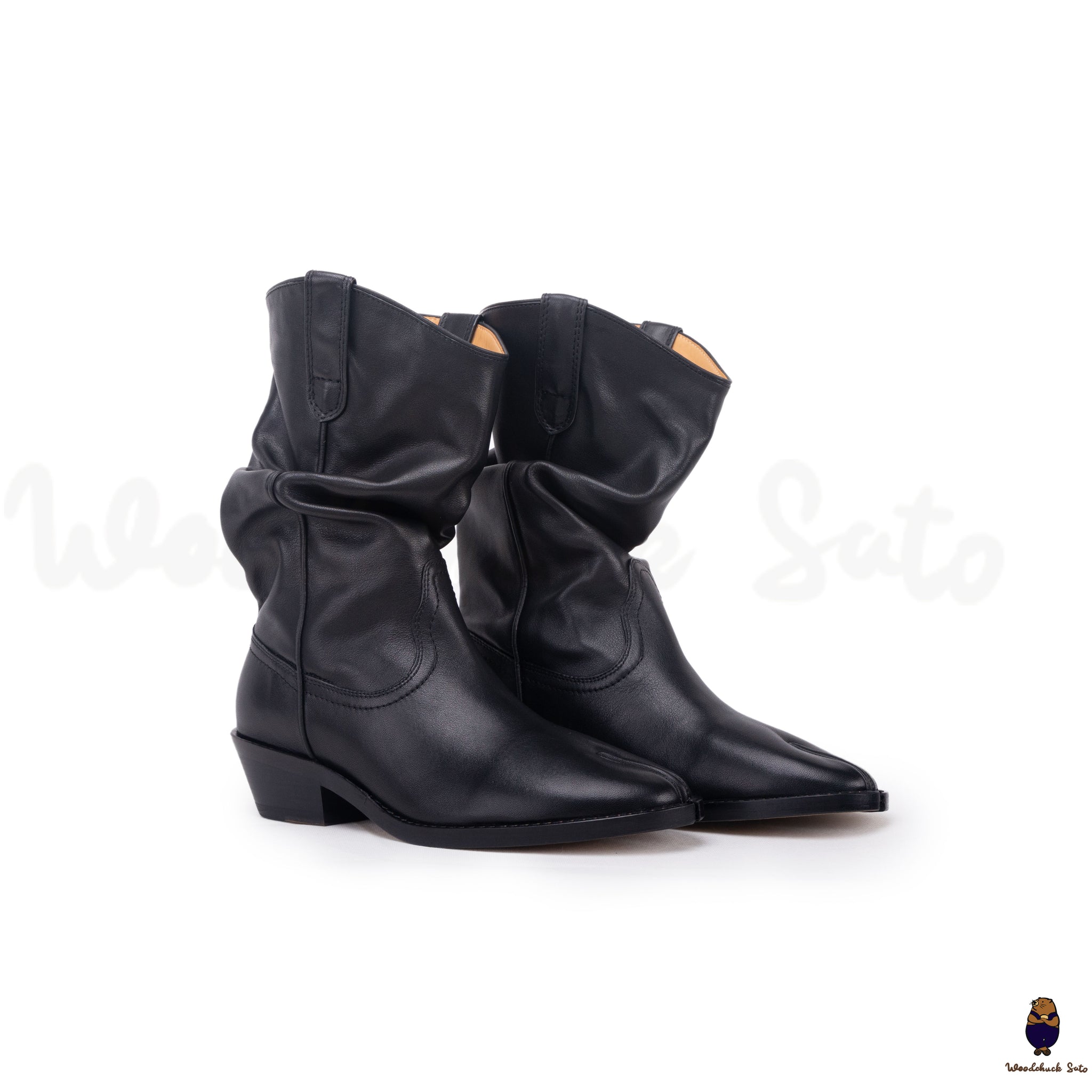 Black slouch cowboy boots deals