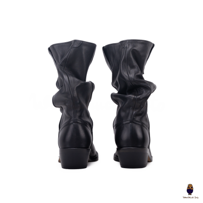 【WOOHWA】OWEN STITCH CAGO PT WoodChuckSato Women's Men's Black Tabi Split-Toe Cow Leather
