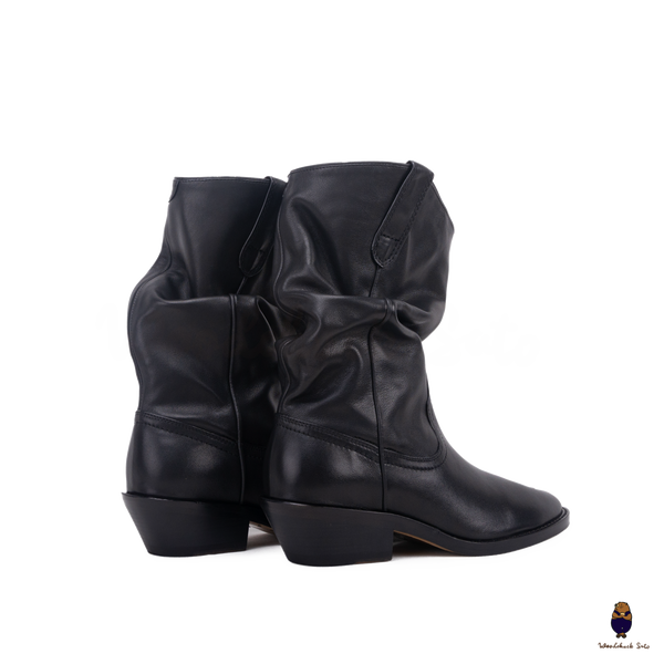 WoodChuckSato Women's Men's Black Tabi Split-Toe Black Western Cow Leather Boots Sizes EU 35-45