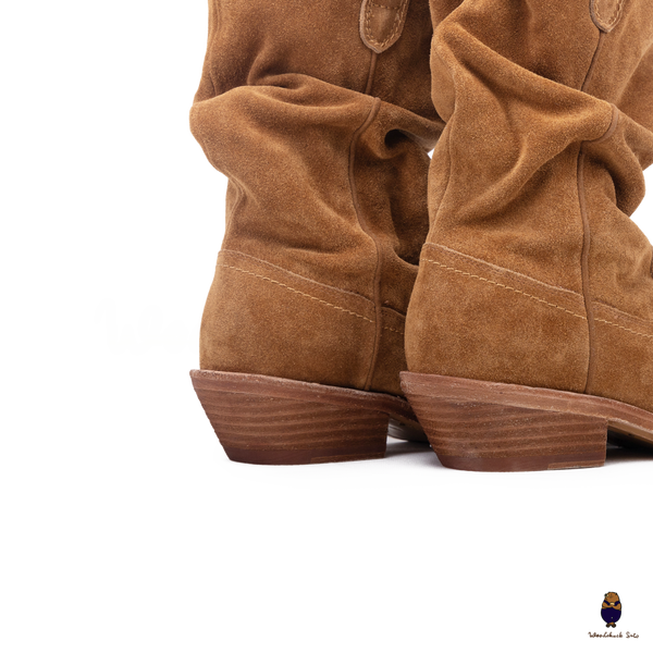 WoodChuckSato Women's Men's Bovine Tabi Split-Toe Brown Western Anti-Suede Leather Boots Sizes EU 35-45