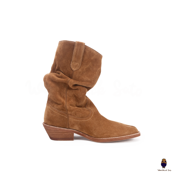 WoodChuckSato Women's Men's Bovine Tabi Split-Toe Brown Western Anti-Suede Leather Boots Sizes EU 35-45