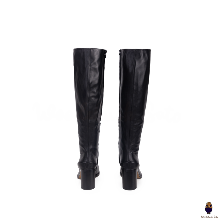 Botas hasta la rodilla de piel negra para hombre y mujer talla 35-45