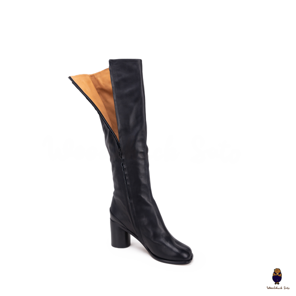 Botas hasta la rodilla de piel negra para hombre y mujer talla 35-45