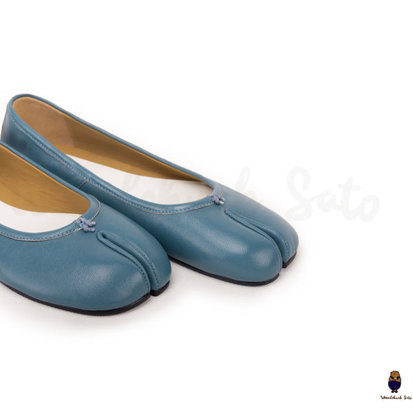 Unisex blue leather tabi split-toe sandals size 35-45