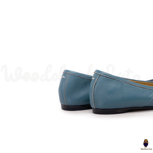 Unisex-Tabi-Sandalen aus blauem Leder mit geteilter Zehenpartie, Größe 35–45