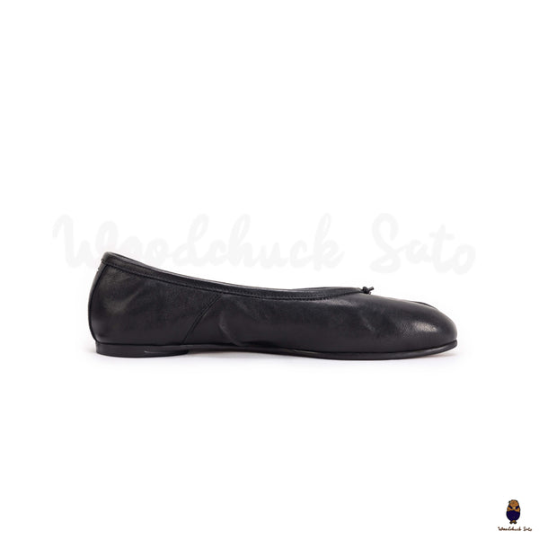 WoodChuckSato Women's Men's Black Tabi Split-Toe "Distressed" Leather Ballet Flats Sizes EU 35-45