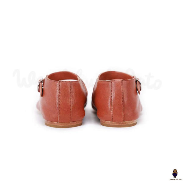 WoodChuckSato Scarpe Mary Jane da Uomo in Pelle di Pecora con Punta Divisa Rosso Mattone da Donna con Cinturino con Fibbia Taglie EU 35-44