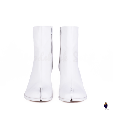 WoodChuckSato Women's Men's White Tabi Split-Toe Cow Leather
