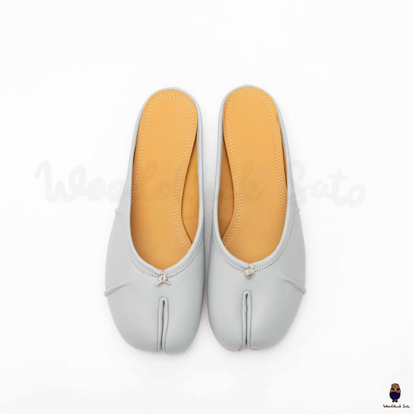 WoodChuckSato Scarpe da sabot da balletto in pelle "invecchiata" Tabi da uomo azzurre con punta divisa taglie EU 35-45