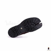 WoodChuckSato Mocassins Tabi bordeaux en cuir de vache à bout fendu avec semelle épaisse à crampons pour homme et femme, tailles EU 35-47