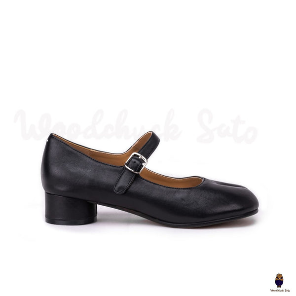 Woodchucksato tabi chaussures unisexes en cuir noires à bout fendu