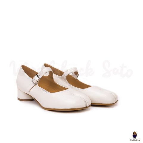 Woodchucksato tabi split toe unisex leather white shoes