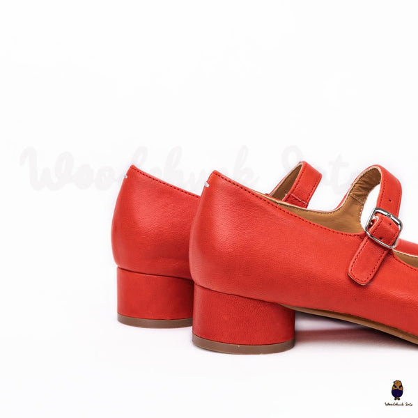 Woodchucksato tabi chaussures unisexes en cuir rouge à bout fendu