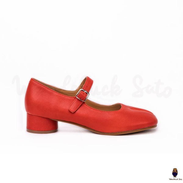 Woodchucksato tabi chaussures unisexes en cuir rouge à bout fendu