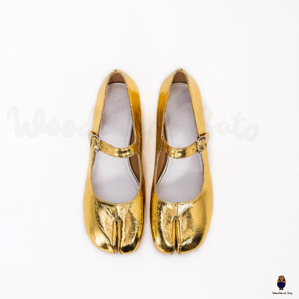 Woodchucksato tabi split toe unisex leather golden shoes
