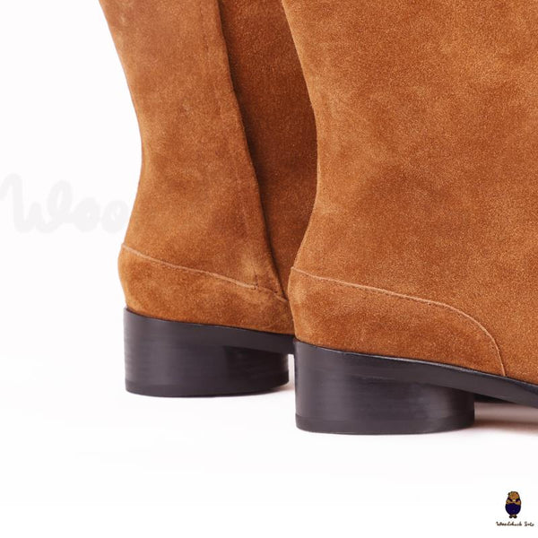 Women’s/men’s Tabi split-toe Bovine anti-suede leather boots with 3cm heel height EU35-48