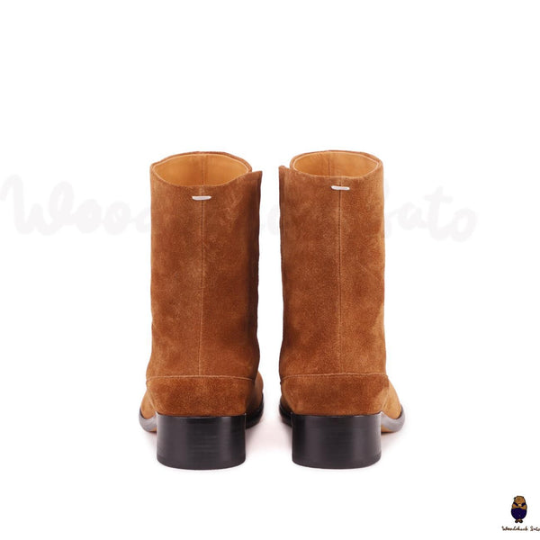 Women’s/men’s Tabi split-toe Bovine anti-suede leather boots with 3cm heel height EU35-48