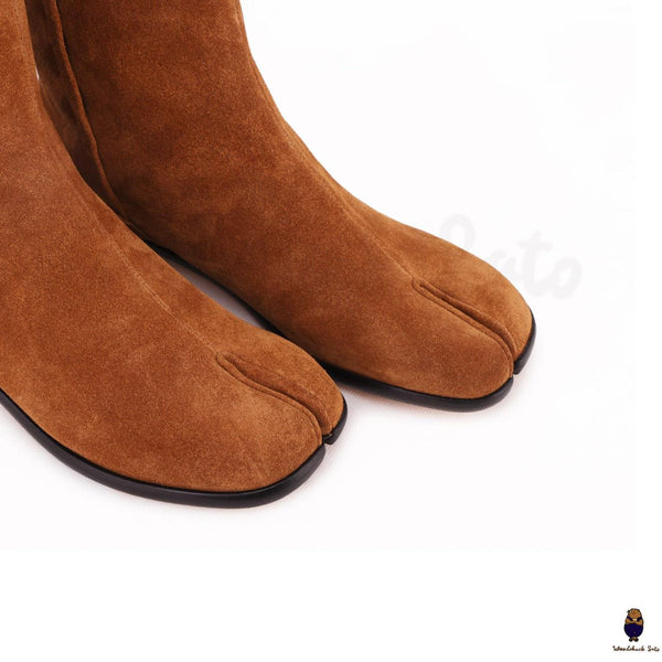 Women’s/men’s Tabi split-toe Bovine anti-suede leather boots with 3cm heel height EU35-48