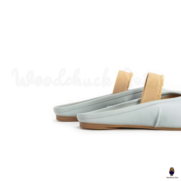 WoodChuckSato Zapatos de ballet de cuero "envejecido" con punta dividida Tabi azul claro para hombre y mujer con banda elástica Tallas EU 35-45