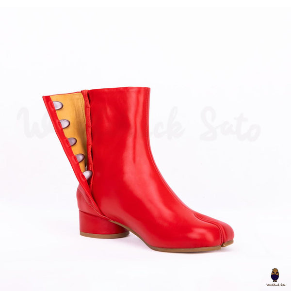 Women’s/men’s leather Tabi split-toe red boots with 3cm heel height EU35-48