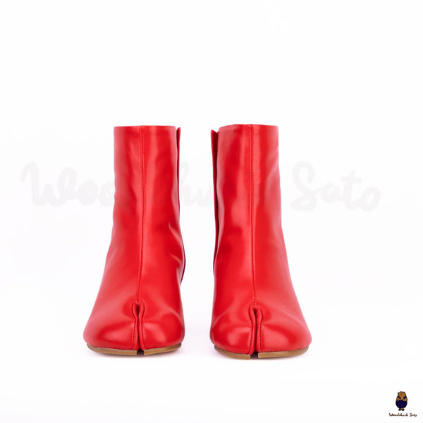 Women’s/men’s leather Tabi split-toe red boots with 3cm heel height EU35-48