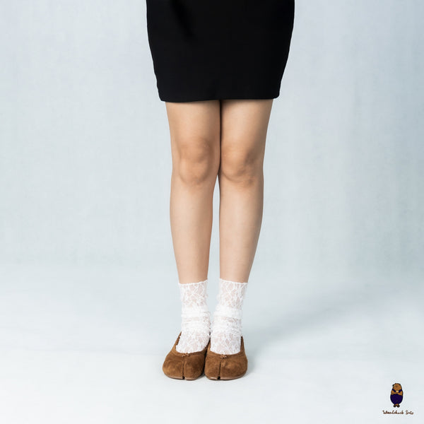 WoodChuckSato Brown Ultra-Soft Fuzzy Cow Suede Tabi Ballet Flats
