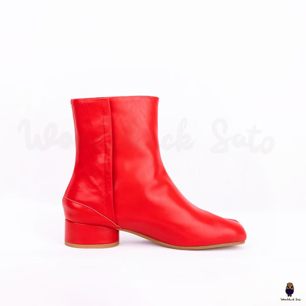 Women’s/men’s leather Tabi split-toe red boots with 3cm heel height EU35-48