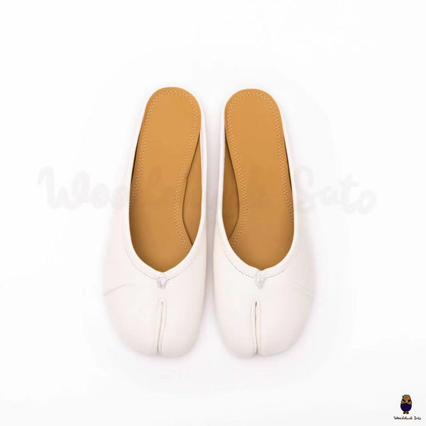 WoodChuckSato Scarpe da sabot da balletto in pelle "invecchiata" Tabi bianche da uomo con punta divisa taglie EU 35-45