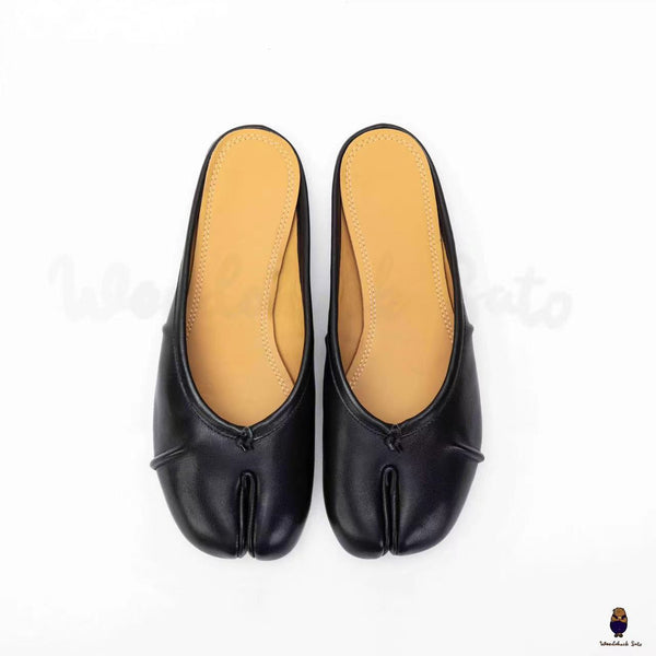 WoodChuckSato Scarpe da sabot da balletto in pelle "invecchiate" Tabi nere da uomo con punta divisa taglie EU 35-45