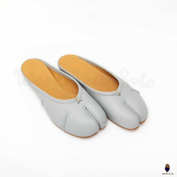 WoodChuckSato Scarpe da sabot da balletto in pelle "invecchiata" Tabi da uomo azzurre con punta divisa taglie EU 35-45