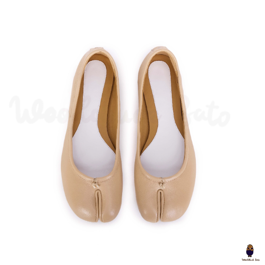Unisex beige leather tabi split-toe sandals size 35-45