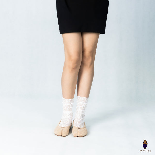 WoodChuckSato Beige Ultra-Soft Fuzzy Cow Suede Tabi Ballet Flats