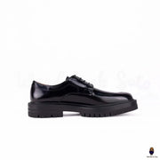 WoodChuckSato Zapatos planos Tabi negros con cordones de cuero de vaca con punta dividida y suela gruesa con tacos para mujer, tallas EU 35-47