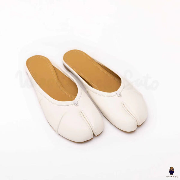WoodChuckSato Scarpe da sabot da balletto in pelle "invecchiata" Tabi bianche da uomo con punta divisa taglie EU 35-45